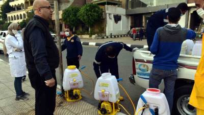 مياه سوهاج: تطهير وتعقيم الطرق الرئيسية والمصالح الحكومية لمنع انتشار كورونا