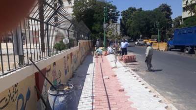 استكمال أعمال التطوير والتجميل بشارع النميس وشارع الثورة وكورنيش النيل بأسيوط