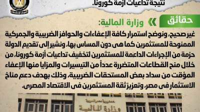 الحكومة تحسم الجدل بشأن إيقاف الإعفاءات الضريبية الممنوحة للمستثمرين بسبب «كورونا»