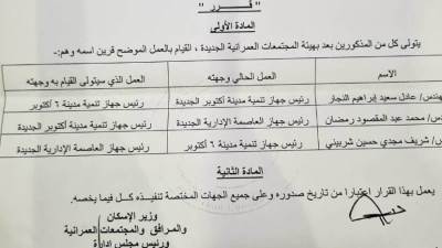 حركة تنقلات بين رؤساء أجهزة المدن الجديدة.. والشربيني رئيسا لجهاز العاصمة الإدارية