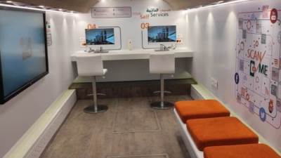 أول صور لفرع البنك الأهلي المتنقل بالعاصمة الإدارية الجديدة