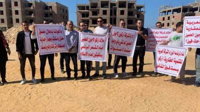A protest stand for the detainees in the Arco Lagoon project, the North Coast, against the Arco company