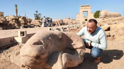  بدء أعمال ترميم روؤس الكباش المكتشفة بطريق المواكب الملكية