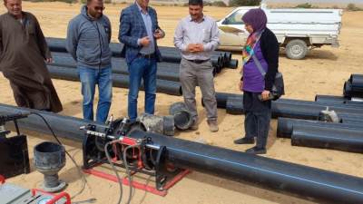 رئيس مياه بنى سويف تتفقد أعمال تطوير الغابة الشجرية ببياض العرب