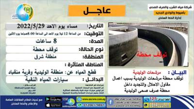 مياه أسيوط: قطع المياه بمنطقة الوليدية ومنقباد لمدة ٨ ساعات