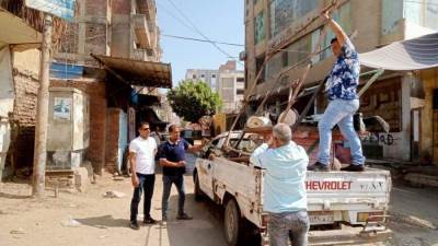 حملات مكبره  لرفع الاشغالات والمخالفات بشبين القناطر