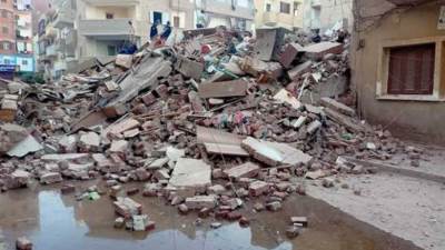 النيابة العامة تحقق فى انهيار عقار«بملوي» بالمنيا