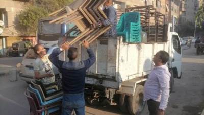 حملات مكبرة لرفع الإشغالات والتعديات بحي بولاق بالجيزة