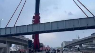 الانتهاء من رفع وتركيب «كوبري مشاه الثلاجة» على الطريق الزراعى بـالقليوبية بعد إصلاحه وترميمه