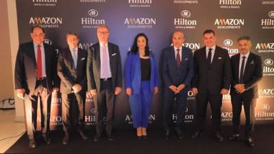 للمرة الأولى بالعاصمة الإدارية .. «أمازون للتنمية العمرانية» تتعاقد مع «هيلتون العالمية»  لإدارة فندق بمشروع «Capital Diamond Tower»