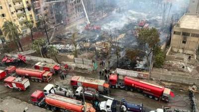 اللجنة الهندسية لمعاينة حريق استوديو الاهرام توصي بإخلاء العقارات المجاورة