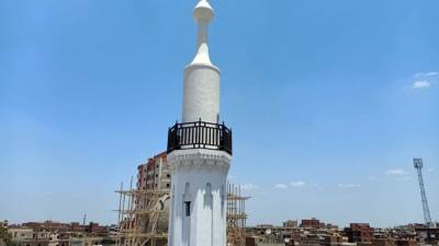 انتهاء أعمال إحلال وتجديد مئذنة مسجد أبو غنام الأثري بكفر الشيخ 