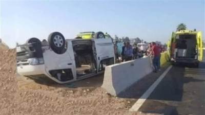 الصحة: 18 مصابًا وحالتي وفاة في حادث تصادم بطريق «الإسكندرية - مطروح»